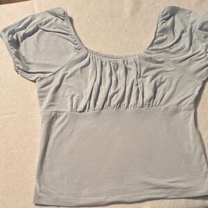 SO Light Blue Ruched Scoop Neck Crop Top